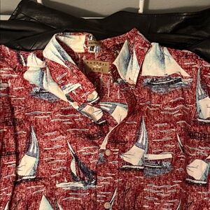 Nautica Red Sailboat Print Men's Casual Button Down Shirt